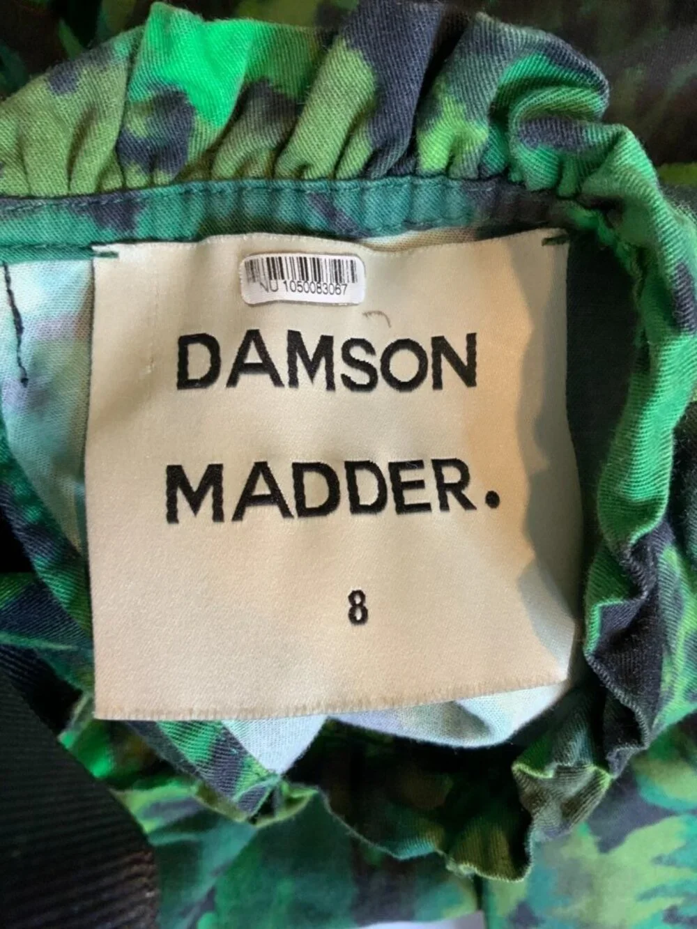 Damson Madder Green Kushla Floral Maxi Dress Ruffle Tie Back, Size 8 - Picture 8 of 9